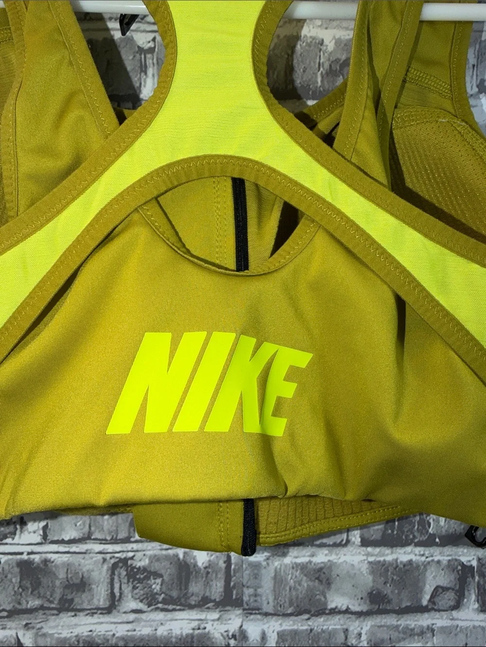Nike Women’s Yellow and Olive Racerback sports bra